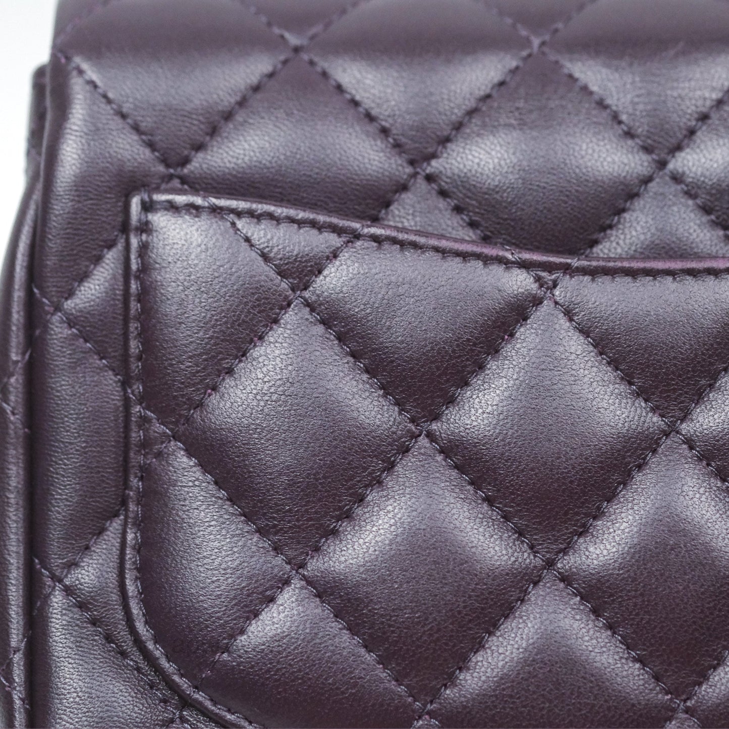 Chanel Quilted Mini Square Dark Purple Lambskin Silver Hardware