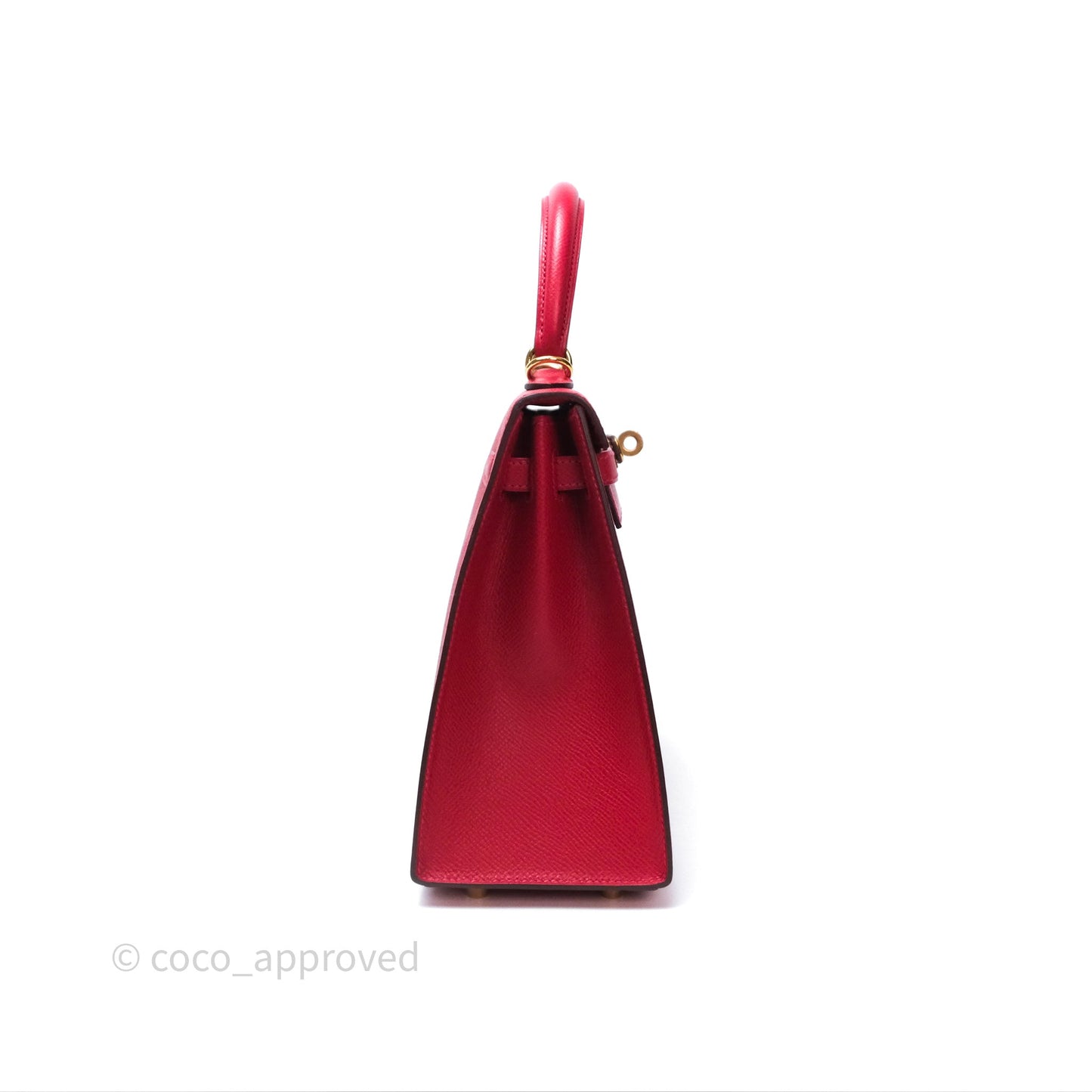Hermès Sellier Kelly 25 Rouge Casaque Q5 Epsom Gold Hardware