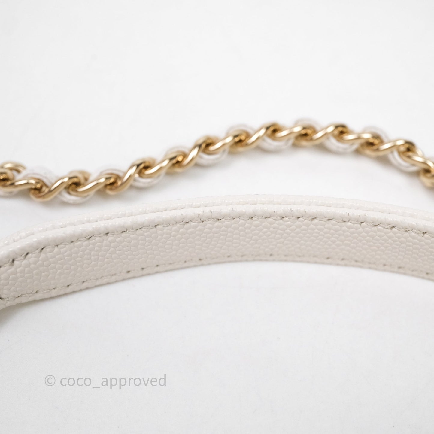 Chanel Mini Coco Handle Quilted White Caviar Gold Hardware