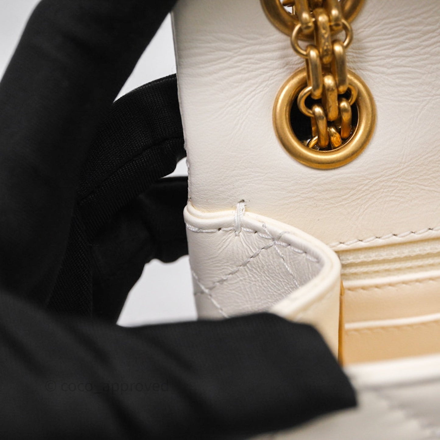 Chanel Mini Reissue 224 White Calfskin Aged Gold Hardware