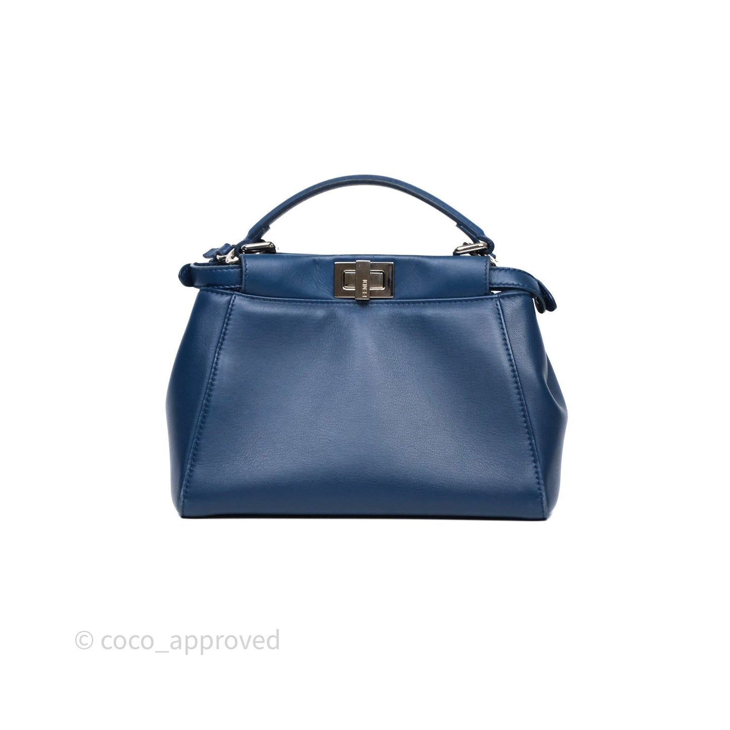 Fendi Nappa Mini Peekaboo Bag Blue Silver Hardware