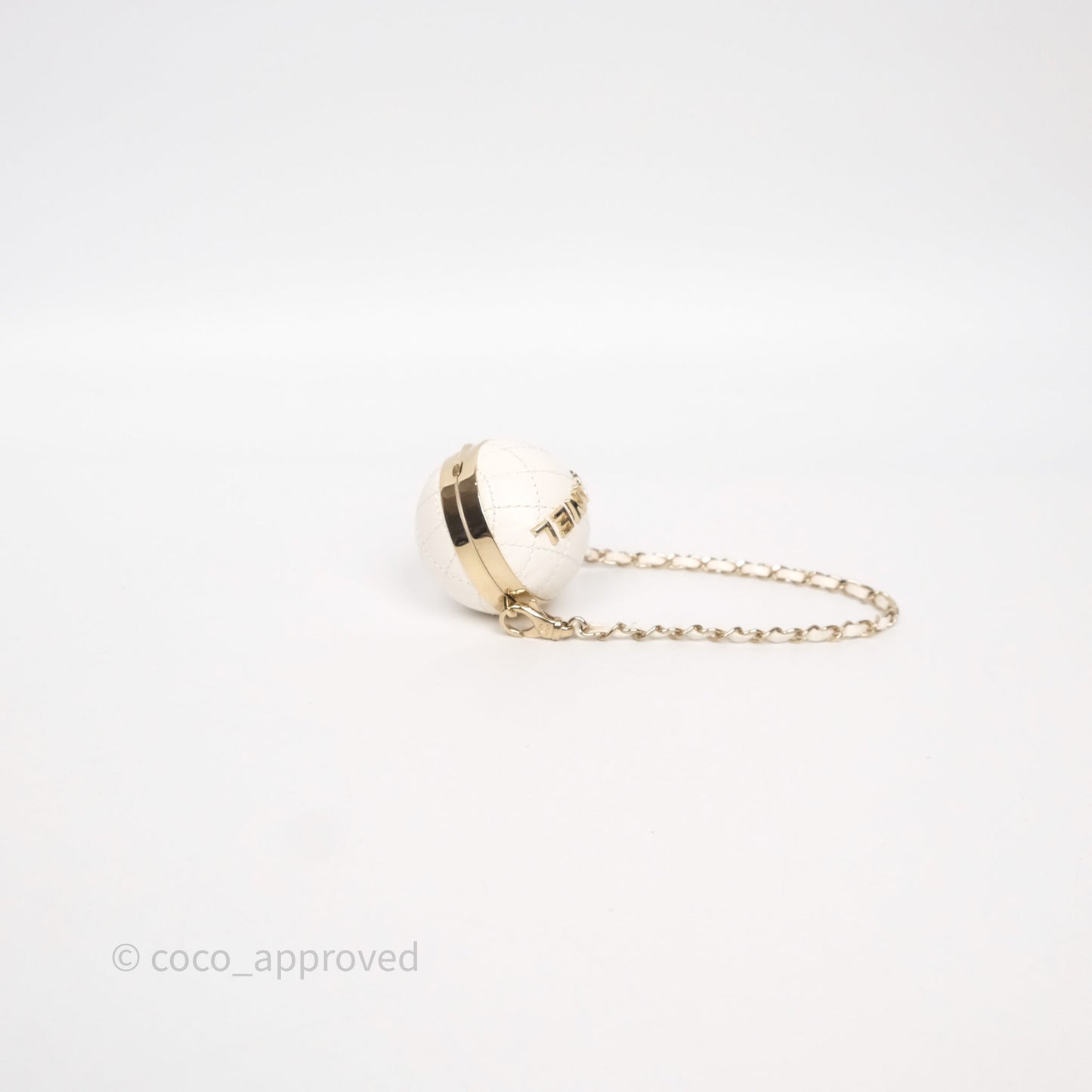 Chanel Mini Ball Bag Charm White Lambskin Gold Hardware