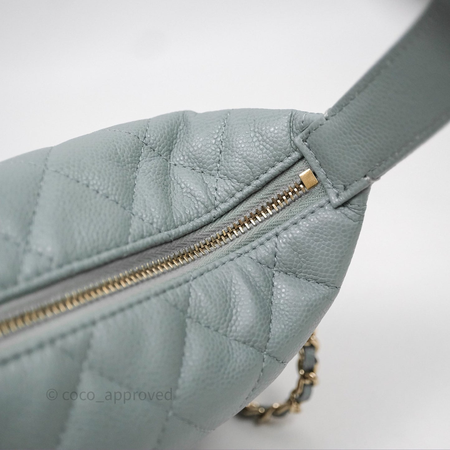 Chanel Hobo With Chain Quilted Tiffany Green Grey Caviar Gold Hardware