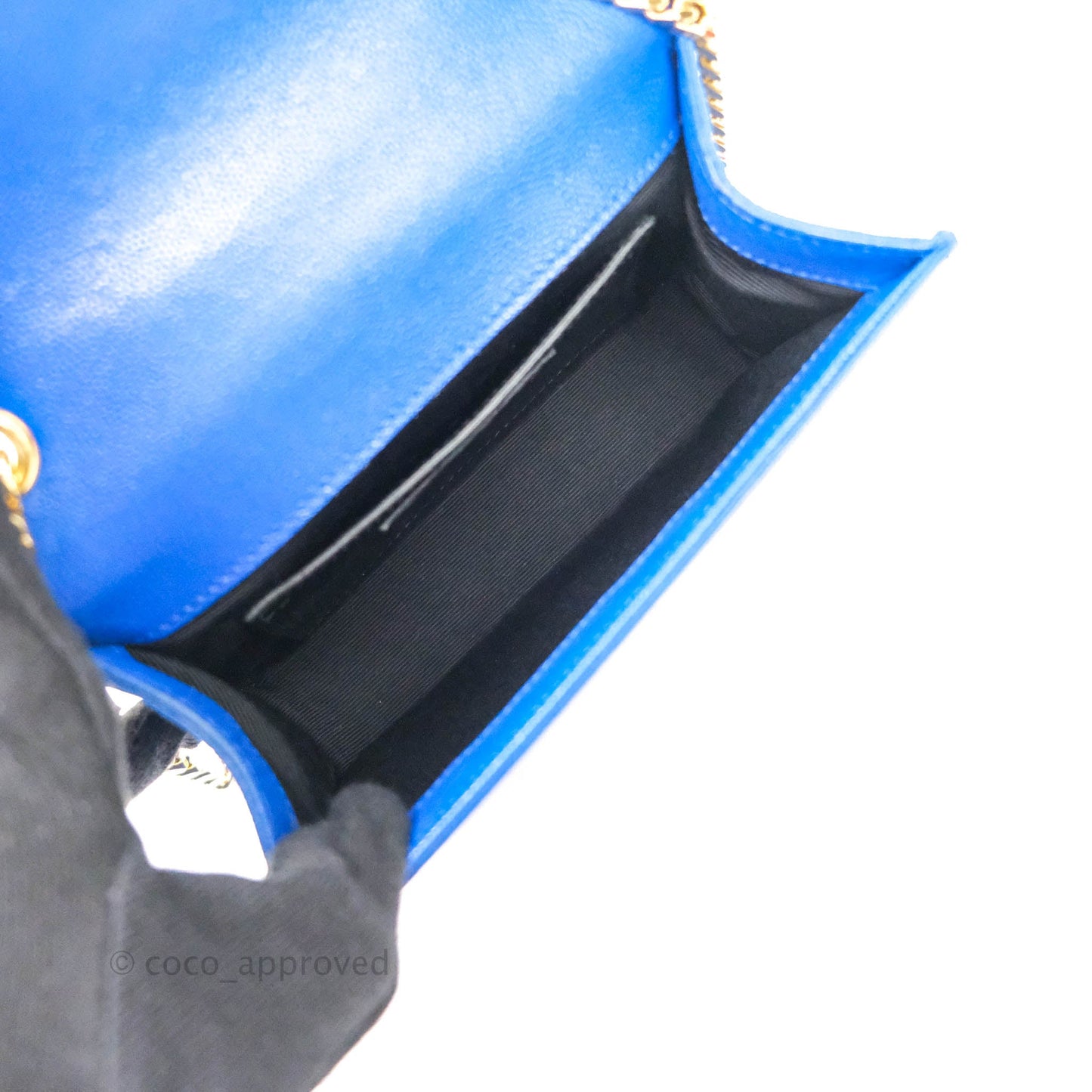 Saint Laurent Classic Kate Original Small Blue Grained Calfskin Gold Hardware