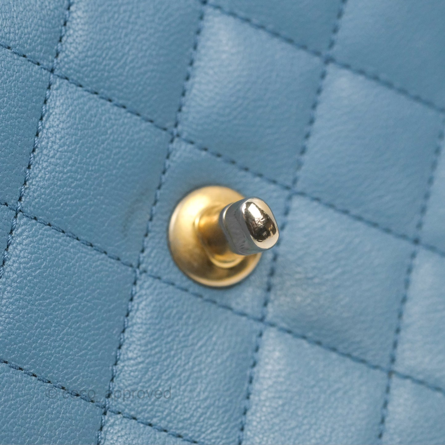 Chanel Curved Flap Bag Blue Lambskin Aged Gold Hardware