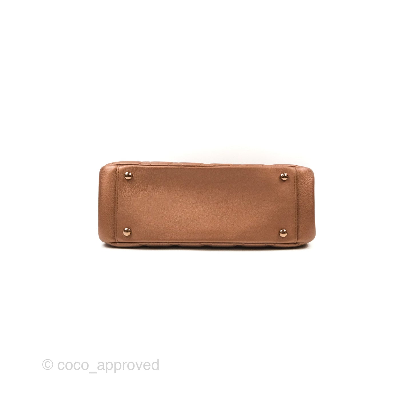 Chanel Quilted Small CC Eyelet Tote Copper Iridescent Goatskin Rose Gold