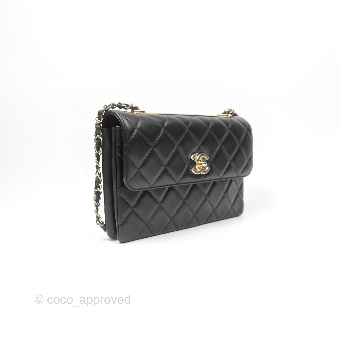 Chanel Trendy CC Flap Clutch Bag Black Lambskin Gold Hardware