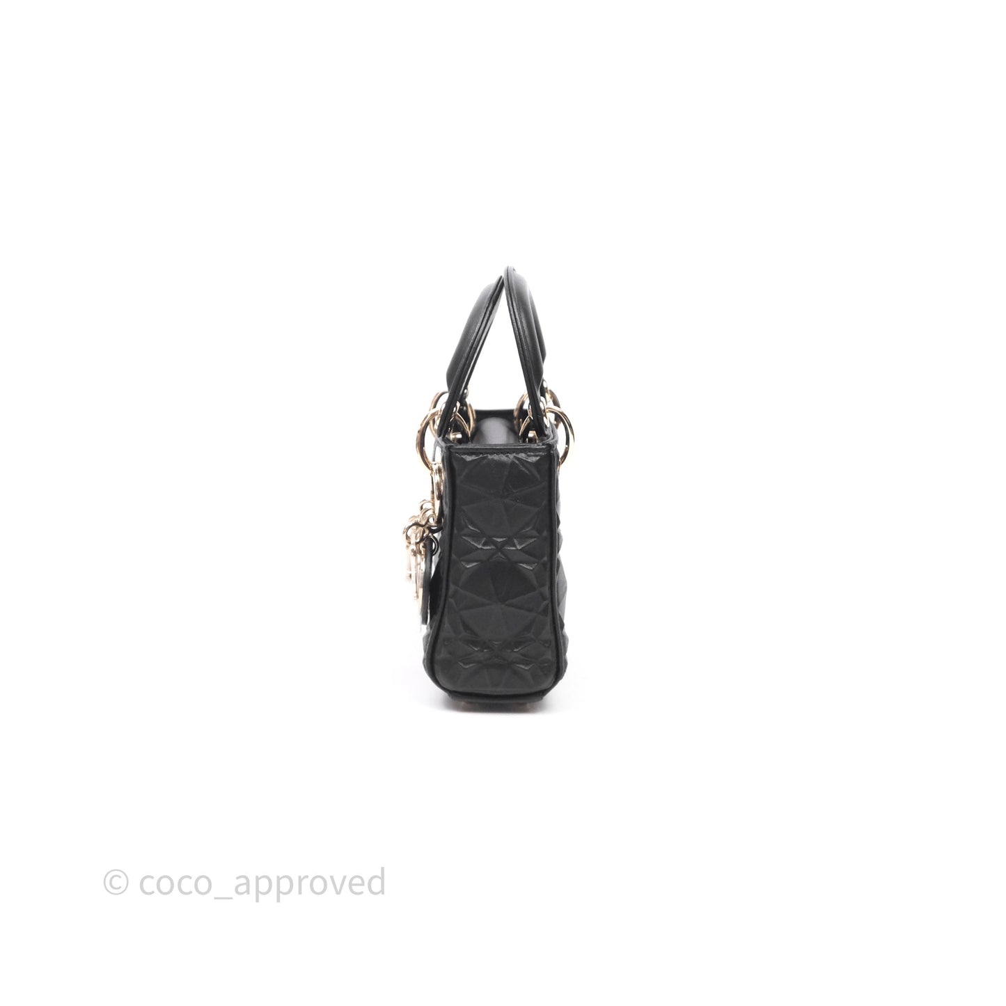 Dior Mirco Lady Dior Black Cannage Calfskin with Diamond Motif Gold Hardware