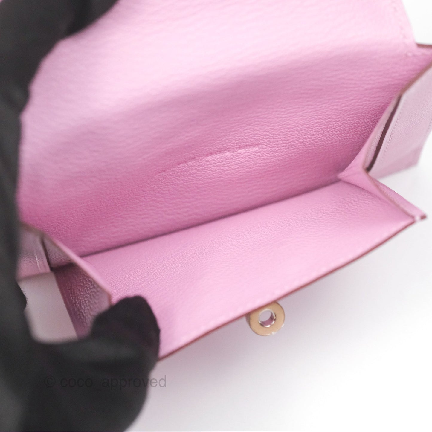 Hermès Kelly Pocket Compact Wallet Mauve Sylvester Palladium Hardware