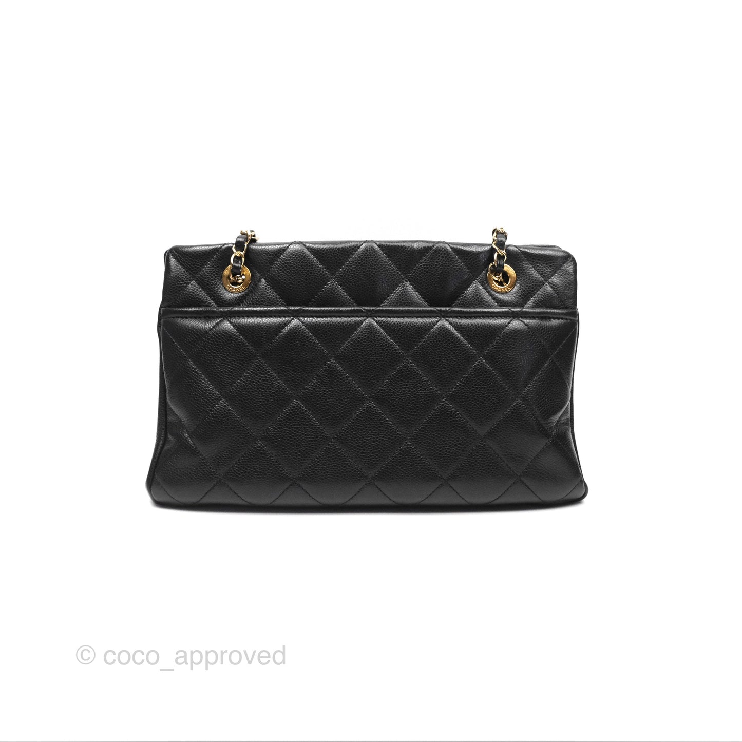 Chanel Quilted Caviar Leather Timeless CC Soft Shopping Tote Bag Black