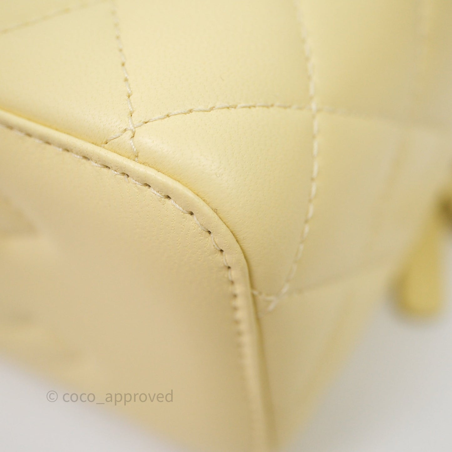 Chanel Quilted Vanity Rectangular with Camellia Adjustable Chain Yellow Lambskin
