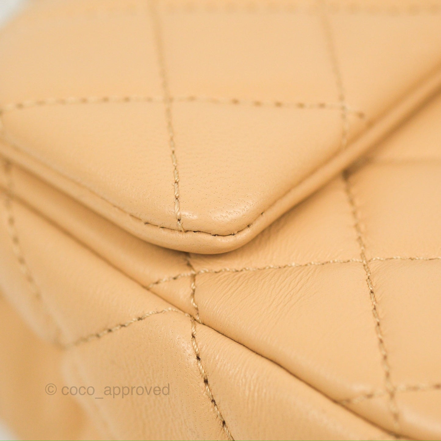 Chanel Mini Rectangular Pearl Crush Beige Lambskin Aged Gold Hardware