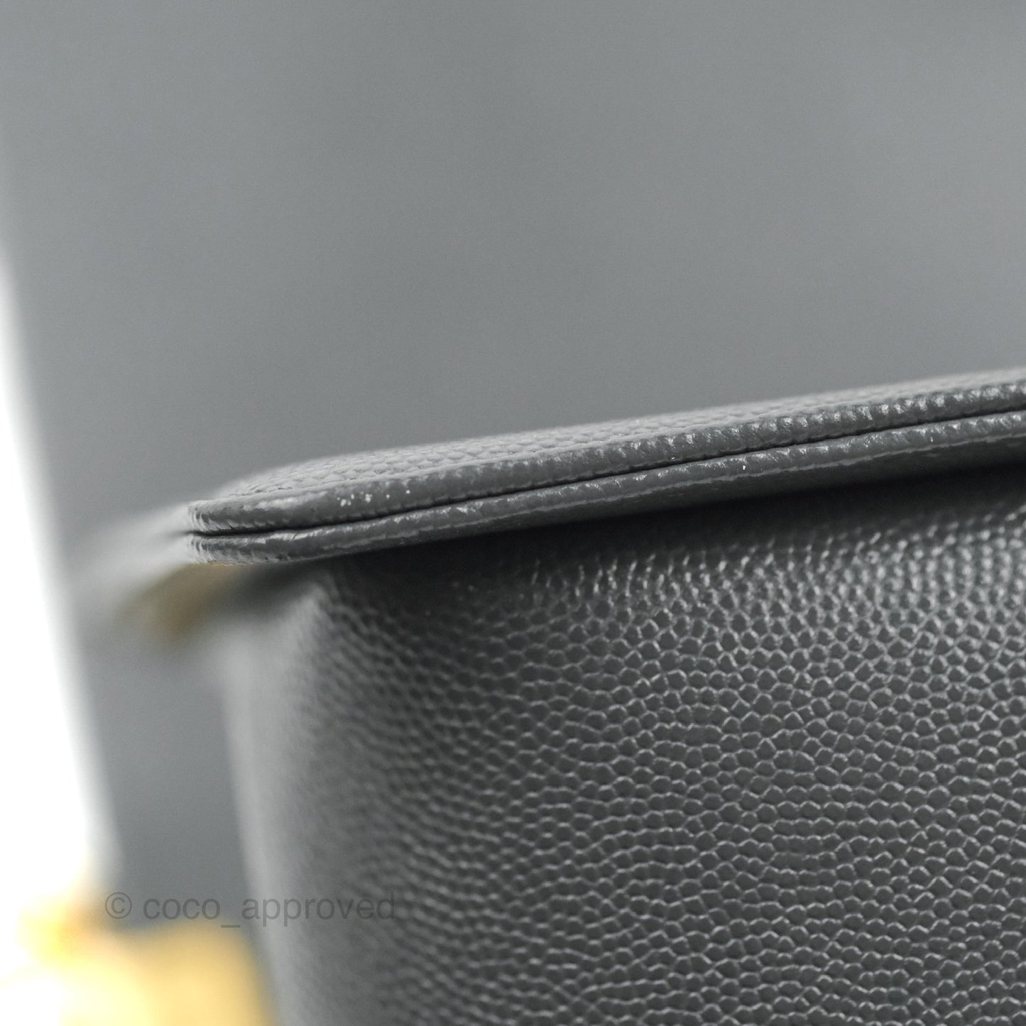 Chanel Chevron Medium Boy Dark Grey Caviar Aged Gold Hardware