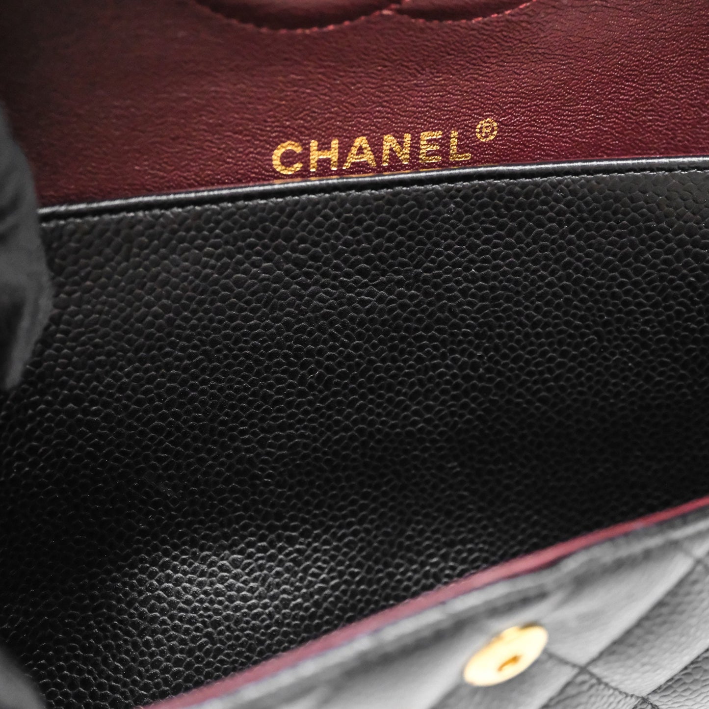 Chanel Quilted Classic M/L Medium Flap Black Caviar Gold Hardware