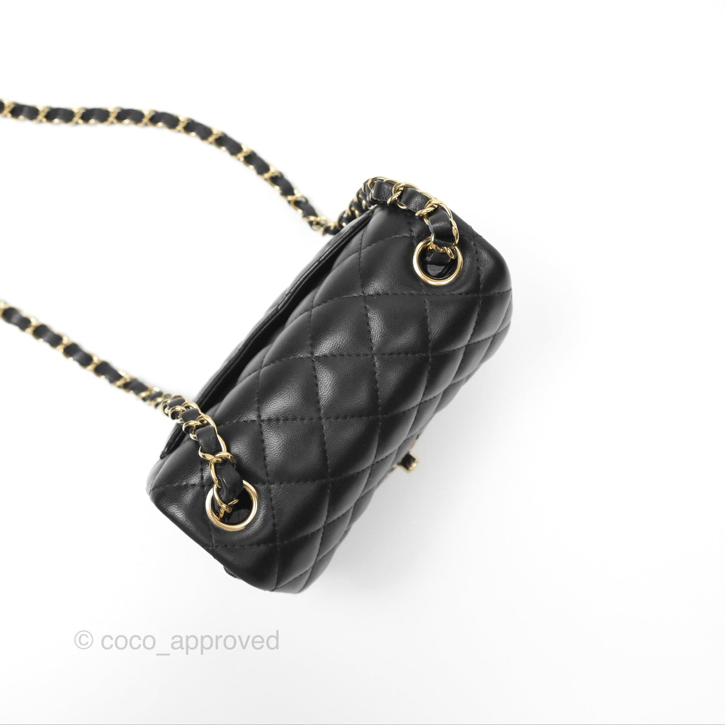 Chanel Mini Square Flap Bag Quilted Black Lambskin Gold Hardware