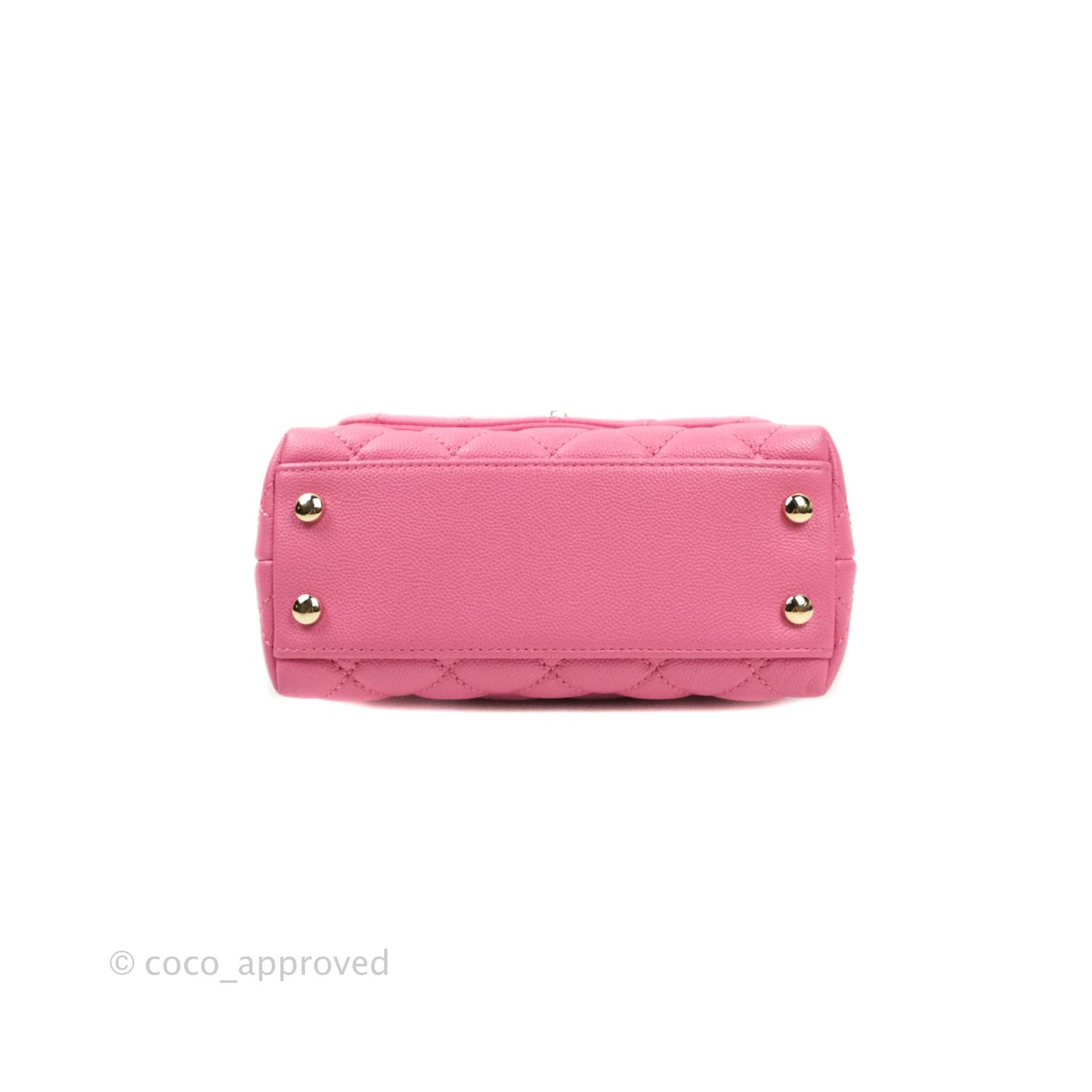 Chanel Extra Mini Coco Handle Quilted Pink Caviar Lizard Embossed Handle Gold Hardware