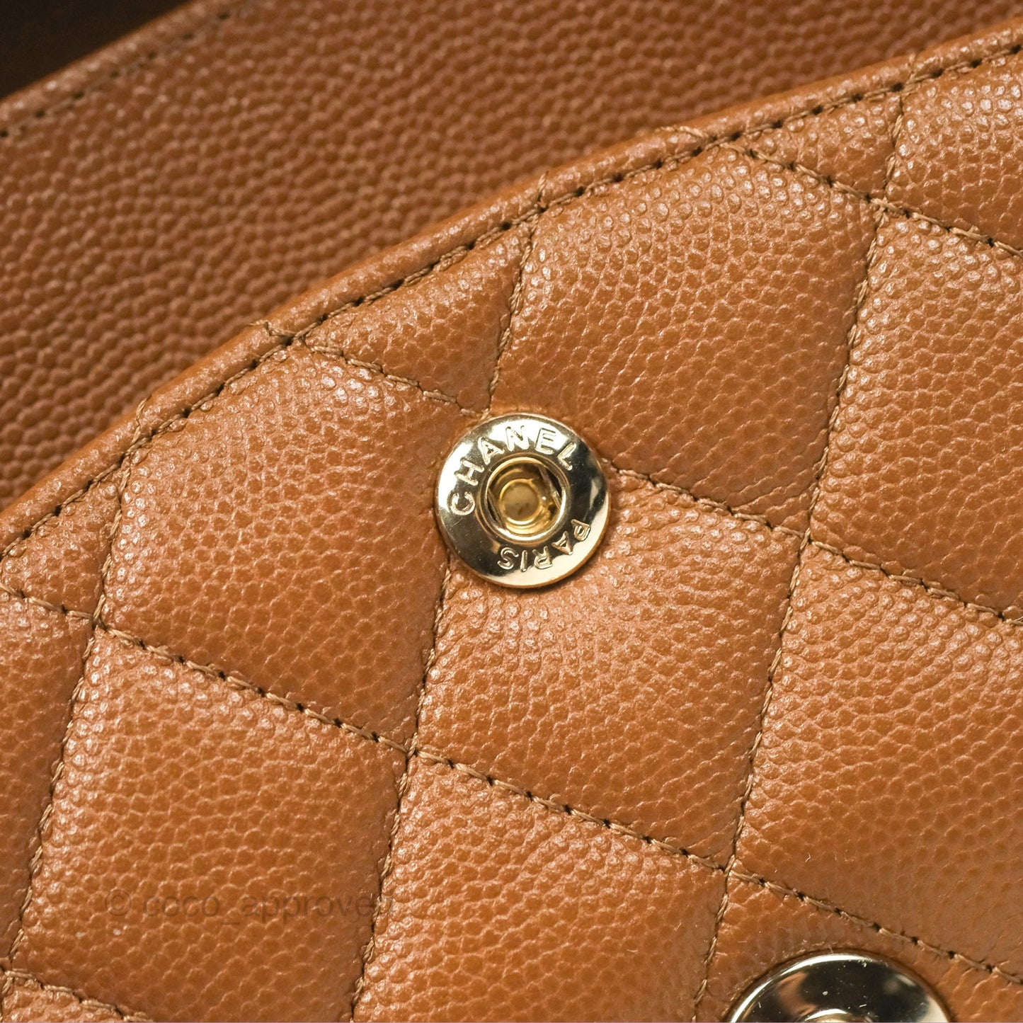 Chanel Classic M/L Medium Flap Quilted Brown Caviar Gold Hardware 17C