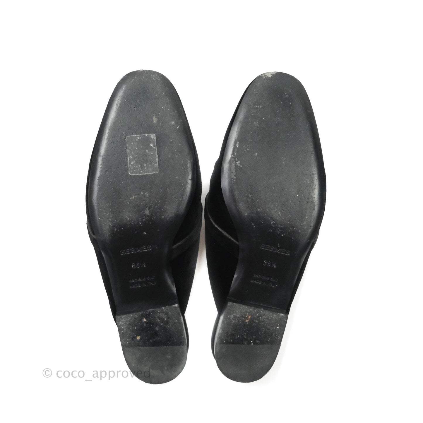 Hermès Oz Velvet Mules in Black Gold Hardware