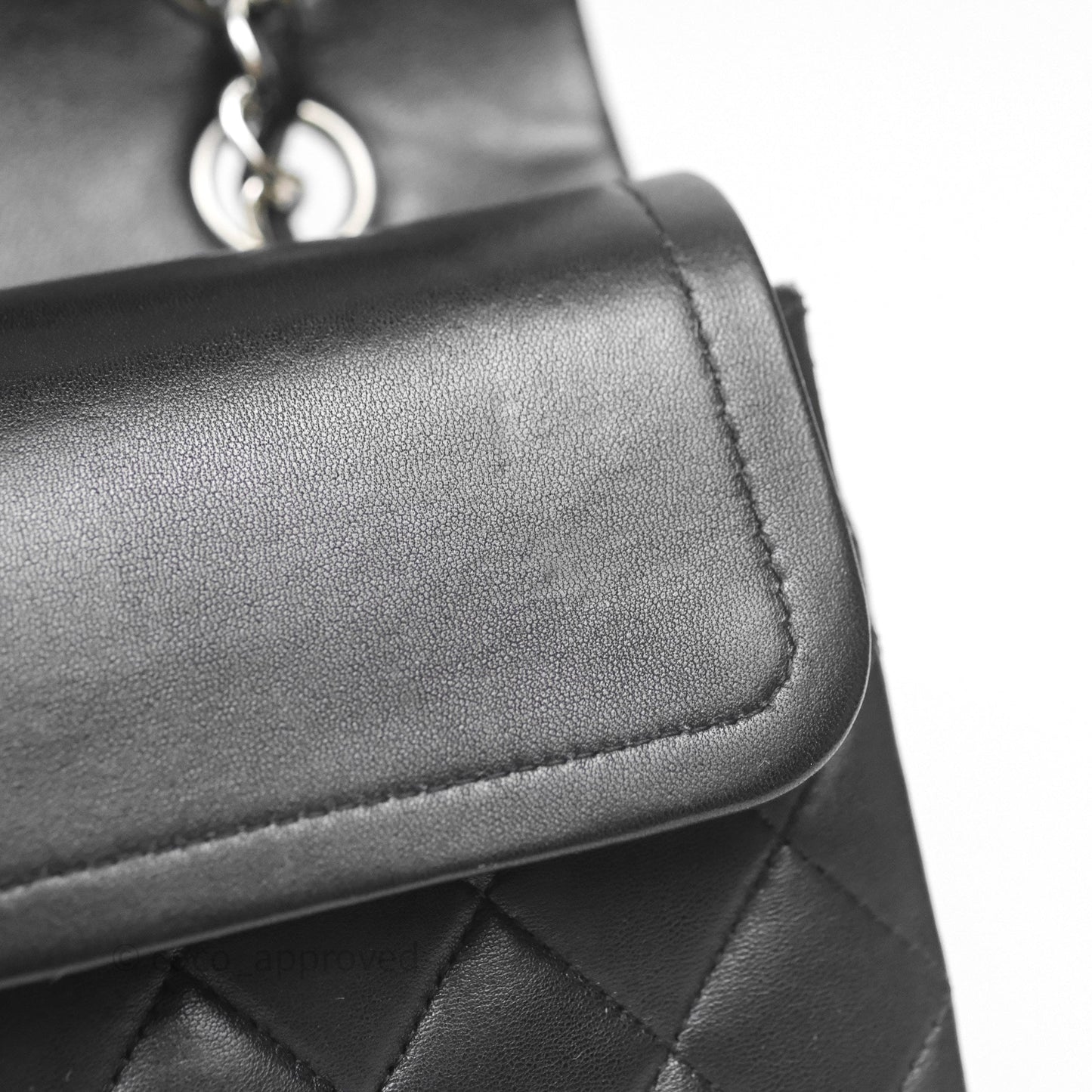 Chanel Classic M/L Medium Flap Quilted Black Lambskin Silver Hardware