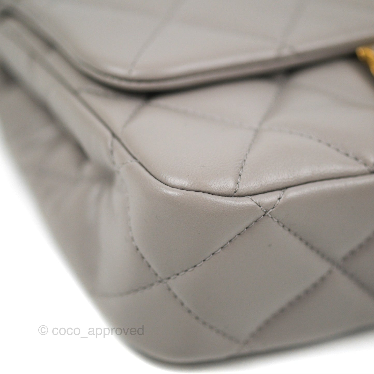 Chanel Flap Bag Grey Clair Lambskin Aged Gold Hardware 22B
