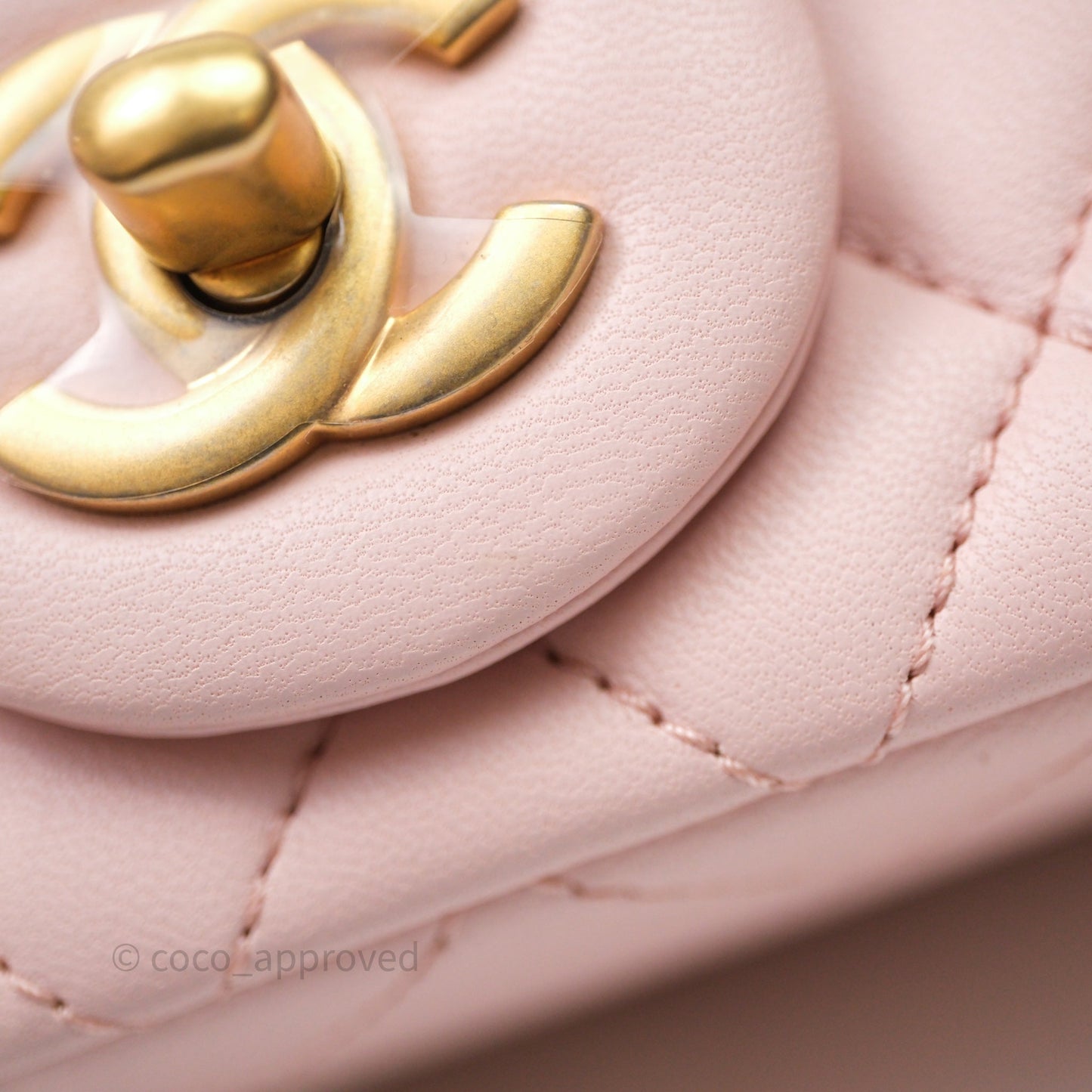 Chanel Mini Rectangular Pearl Crush Baby Pink Lambskin Aged Gold Hardware