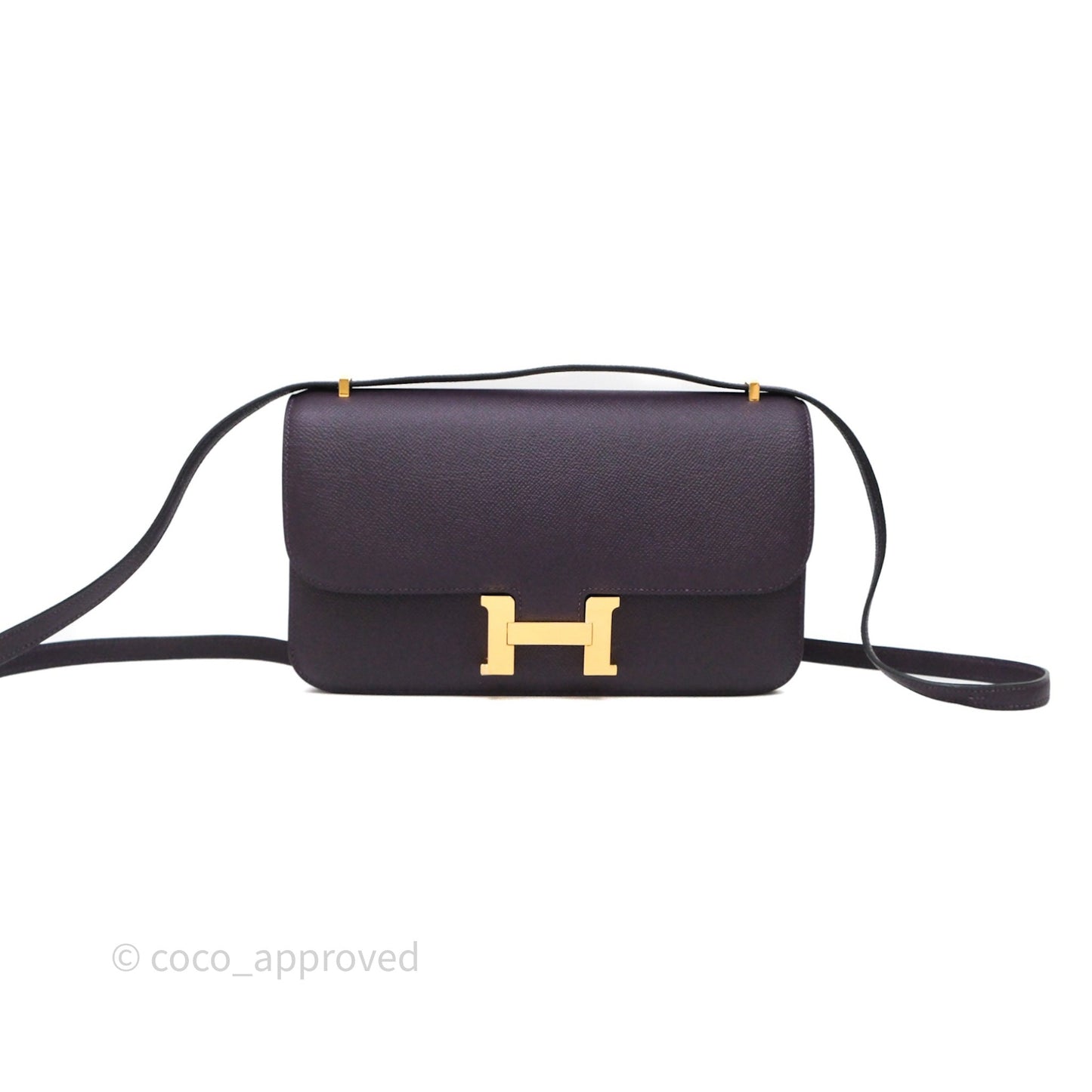 Hermès Constance Elan Raisin 59 Epsom Gold Hardware