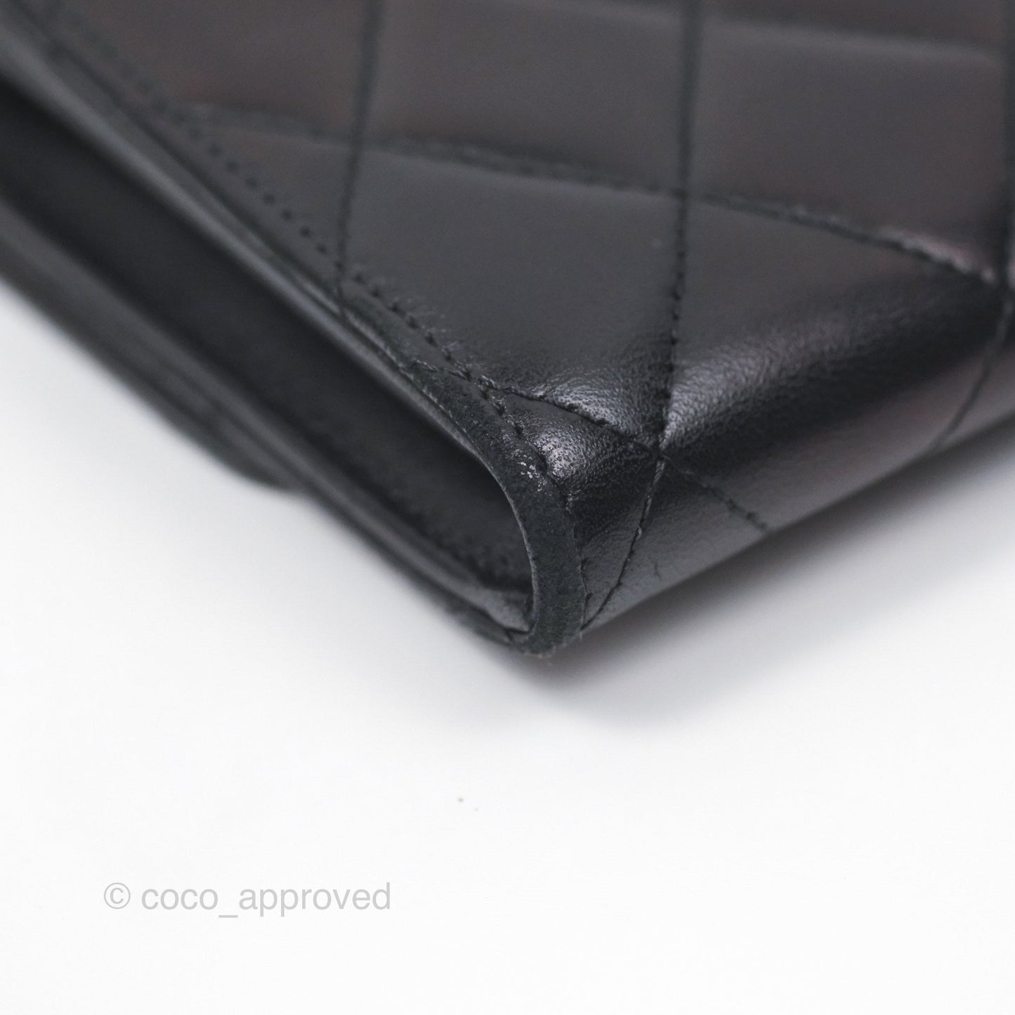 Chanel Quilted Classic Zip Long Wallet Black Lambskin Silver Hardware