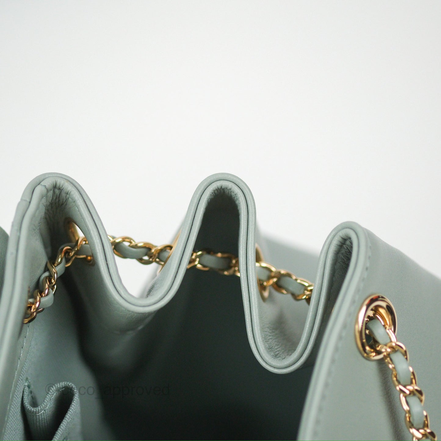 Chanel Quilted Large Duma Drawstring Backpack Tiffany Green Lambskin 23C