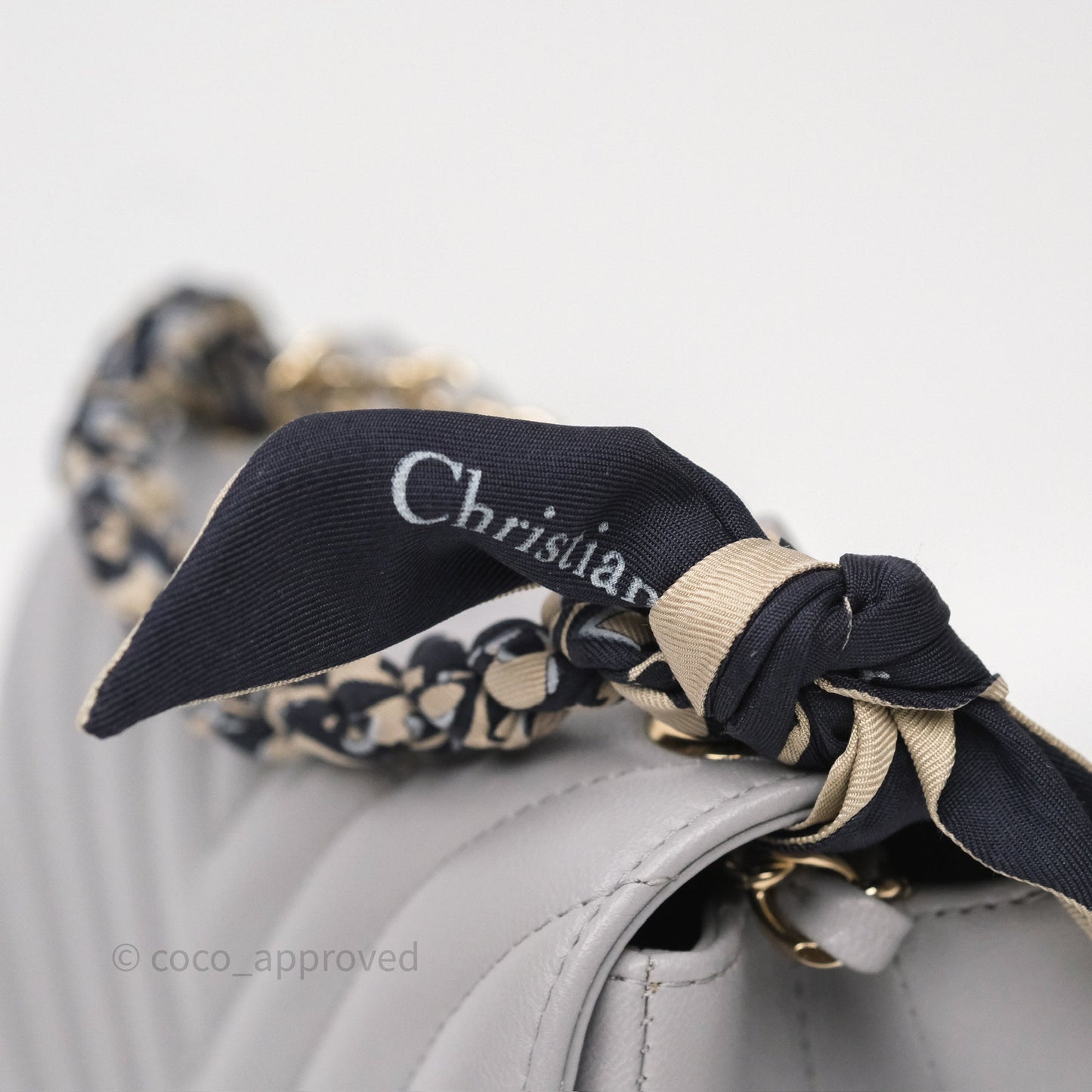 Chanel Mini Square Flap Chevron Grey Lambskin Gold Hardware