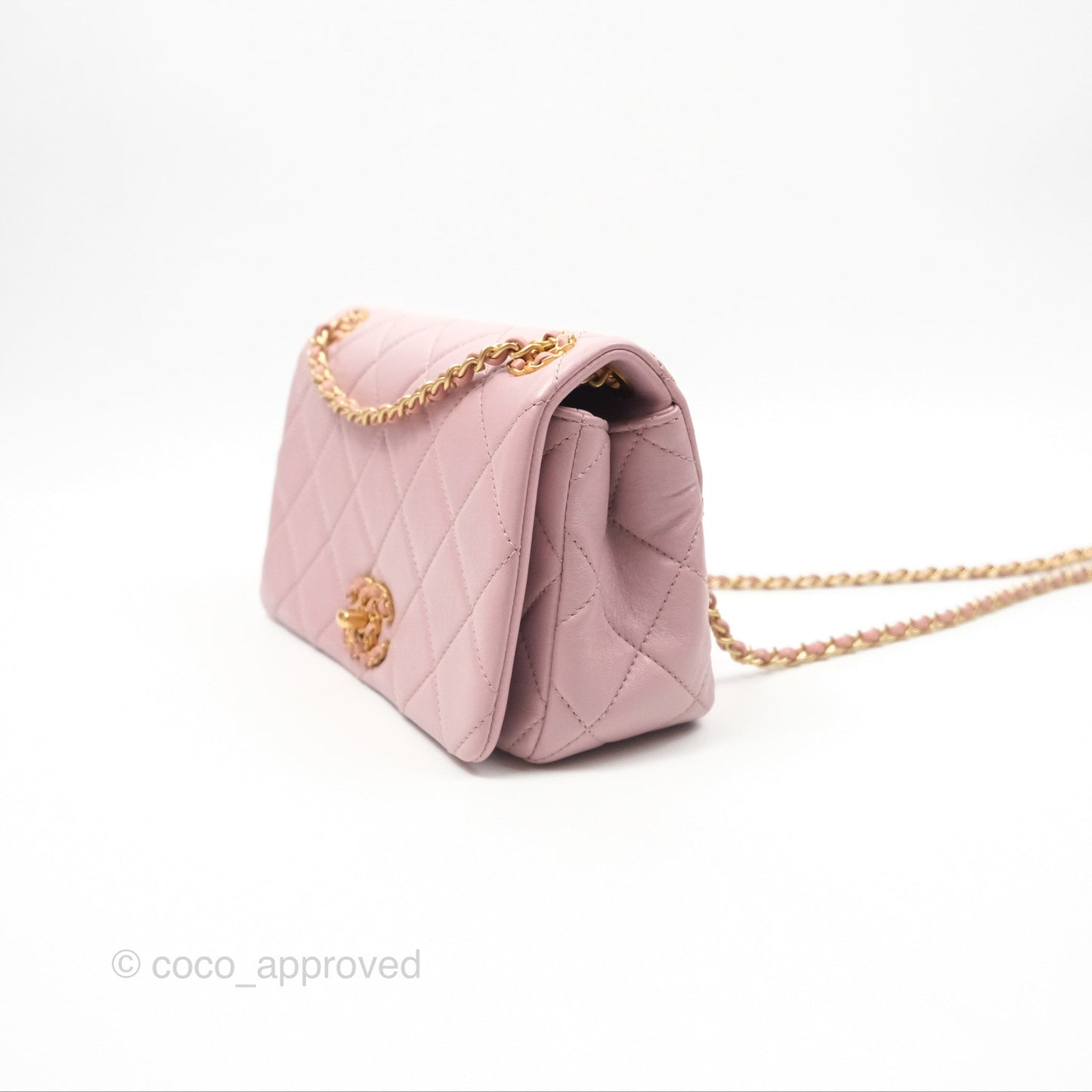 Chanel Flap Bag Dusty Pink Lambskin Aged Gold Hardware 24P