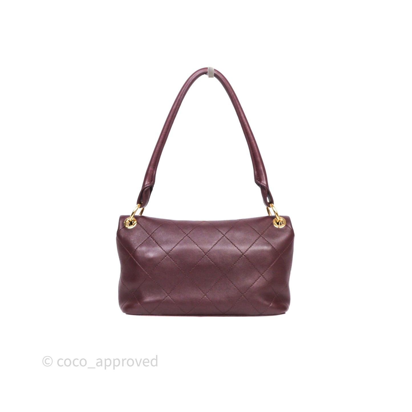 Chanel Quilted Shoulder Flap Bag Red Burgundy Lambskin Gold Hardware