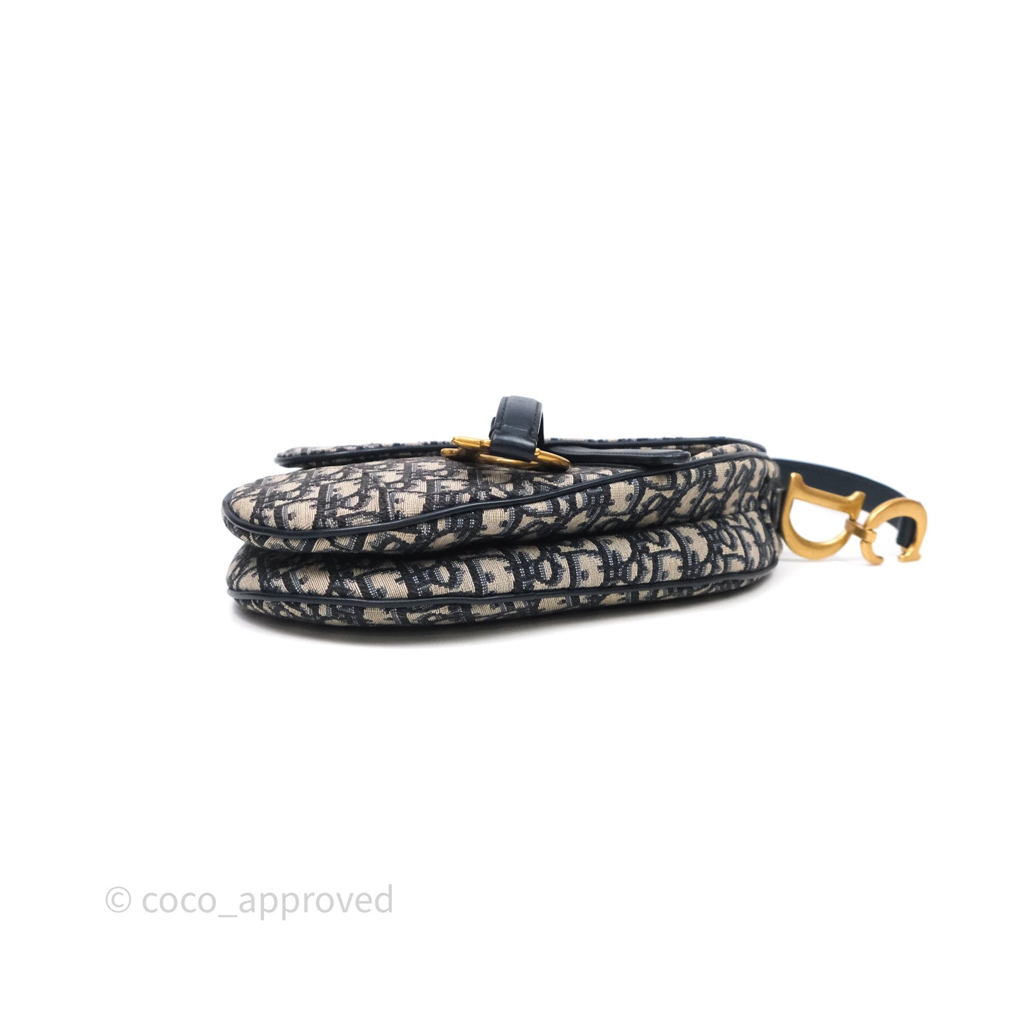 Christian Dior Saddle Bag Navy Dior Oblique Embroidery Gold Hardware