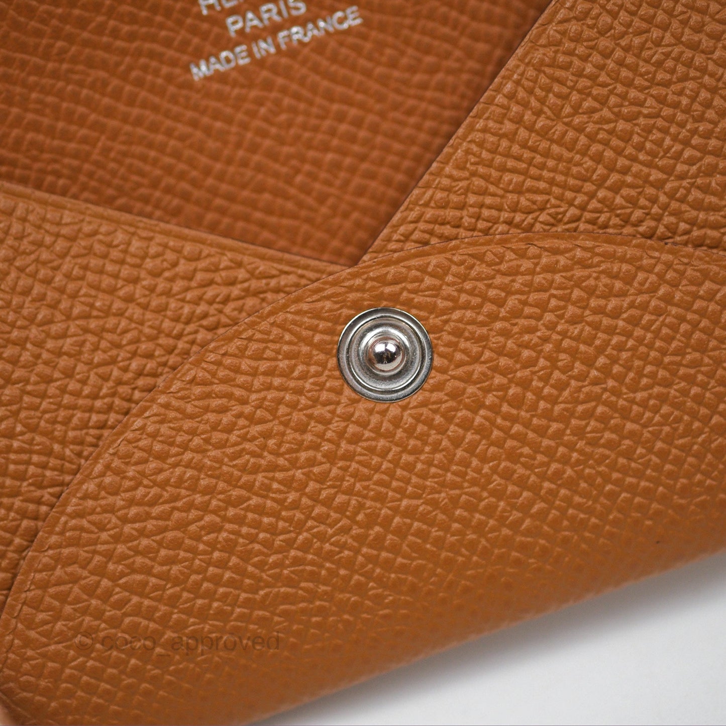 Hermès Calvi Card Holder 37 Gold Epsom Palladium Hardware
