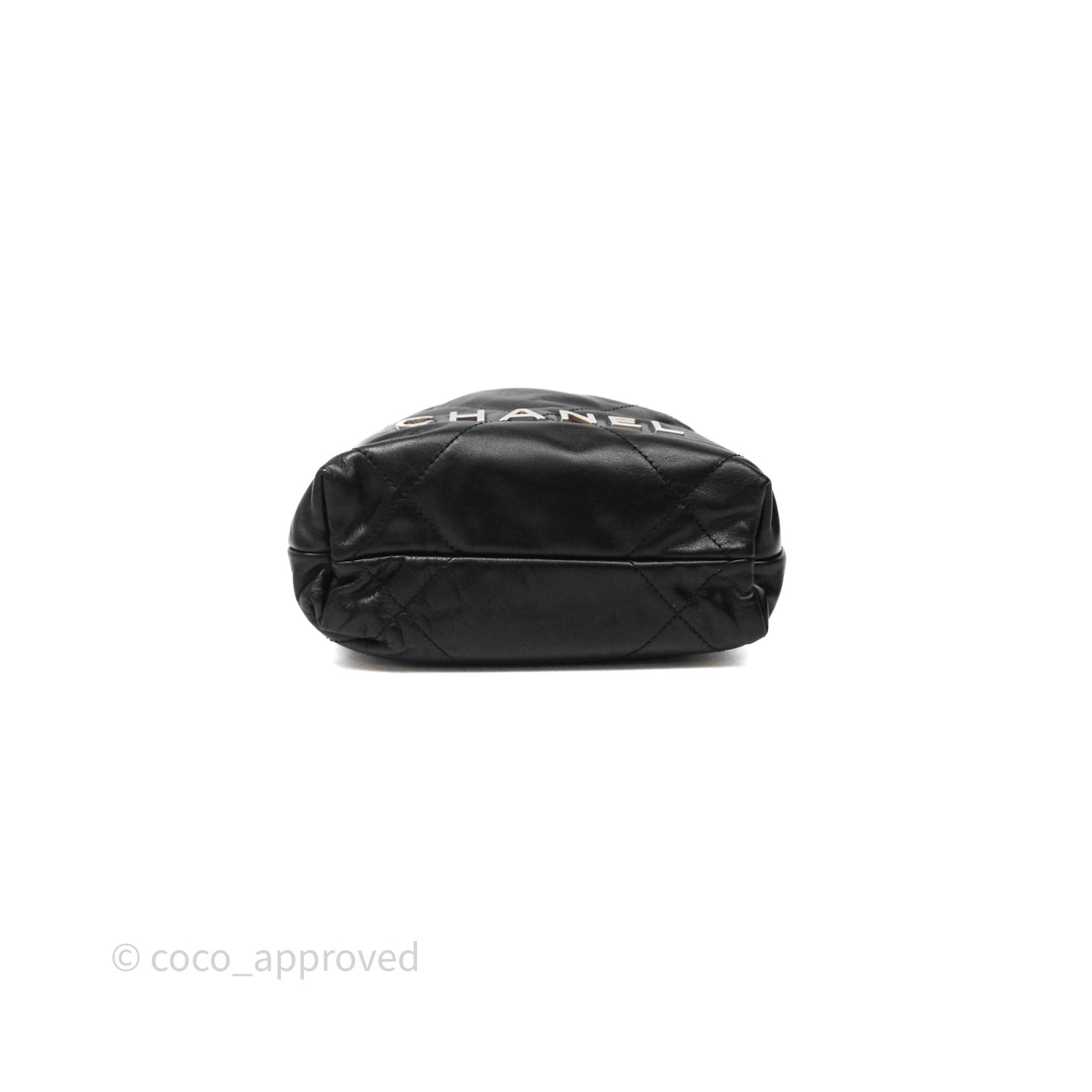 Chanel 22 Mini Bag Black Shiny Crumpled Calfskin Matte Silver Hardware
