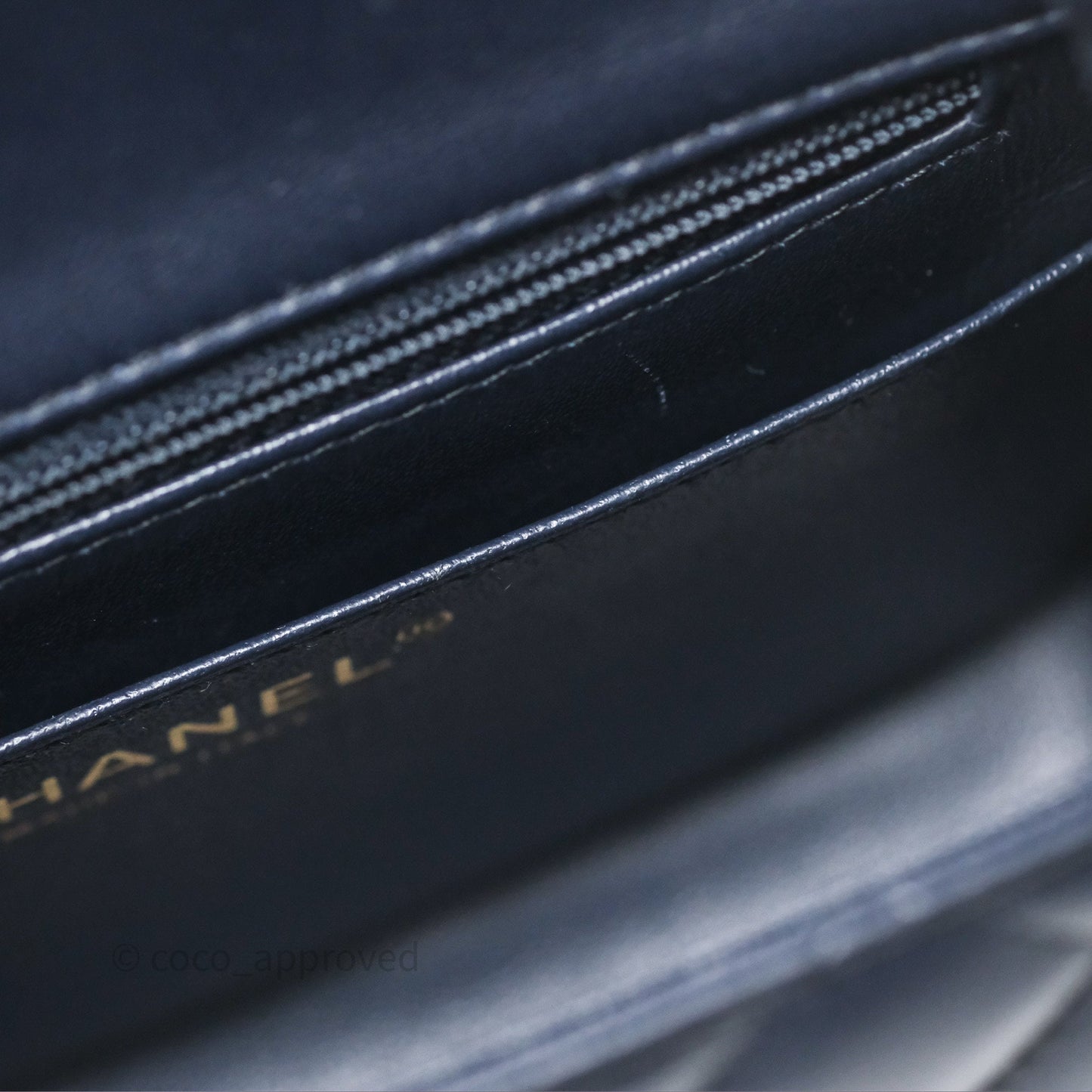 Chanel Mini Square Flap Quilted Navy Lambskin Gold Hardware