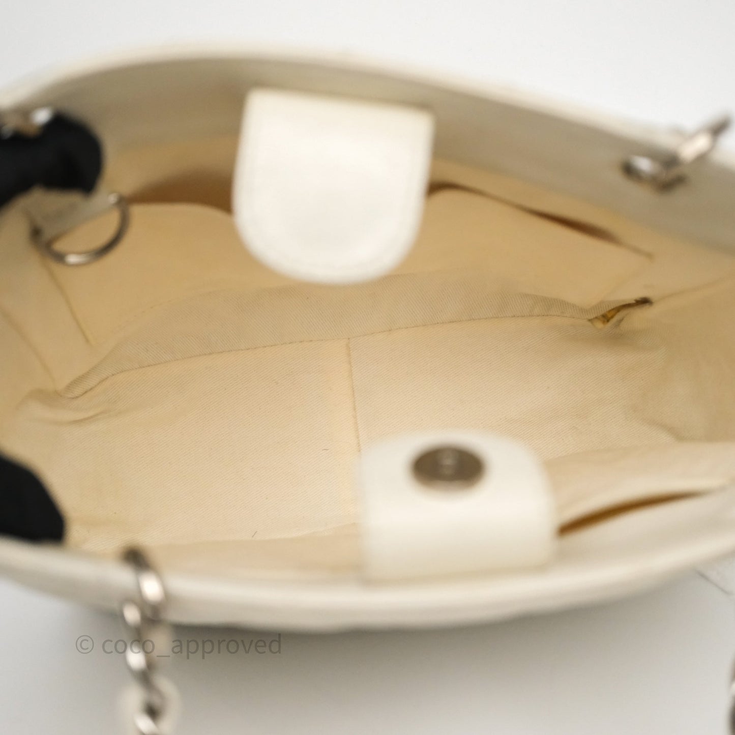 Chanel Vertical GST White Caviar Silver Hardware