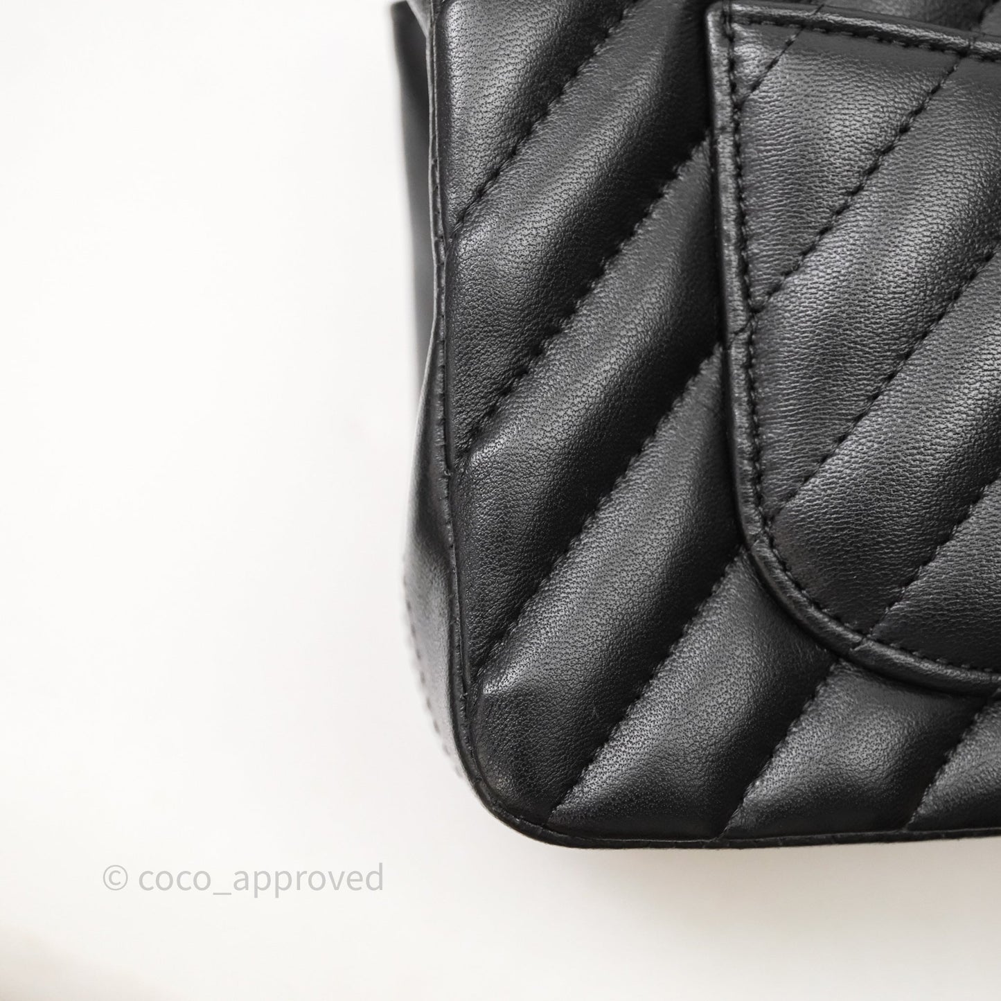 Chanel Quilted Mini Rectangular Chevron Black Lambskin Gold Hardware