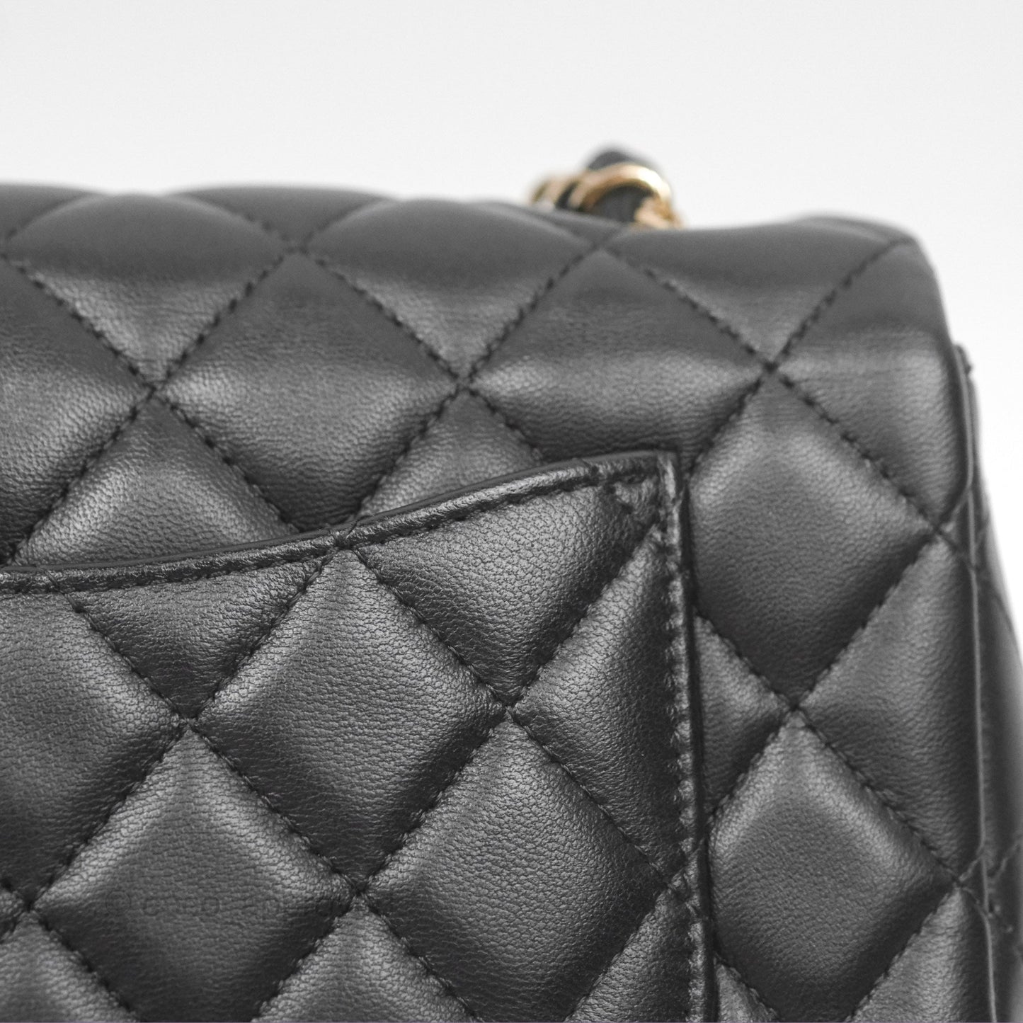 Chanel Quilted Mini Rectangular Black Lambskin Gold Hardware