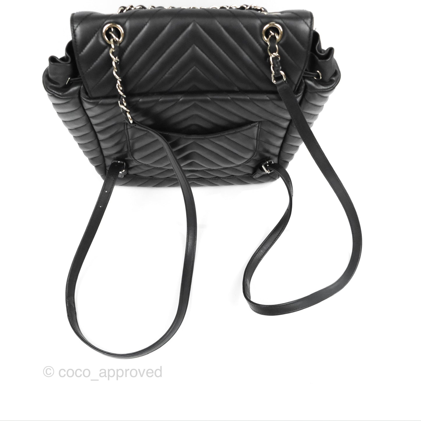 Chanel Medium Chevron Urban Spirit Backpack Black Calfskin Silver Hardware