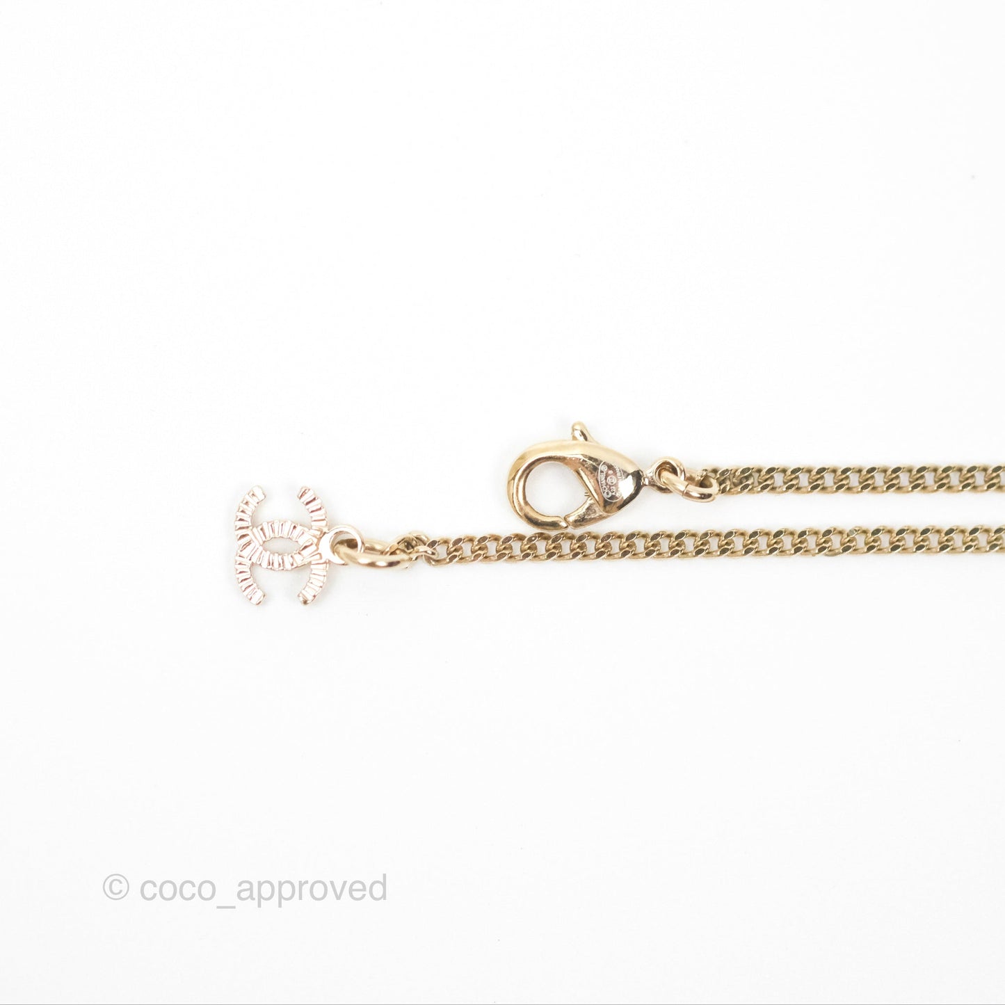 Chanel Crystals CC Flap Bag Pendant Necklace Gold Tone 23B