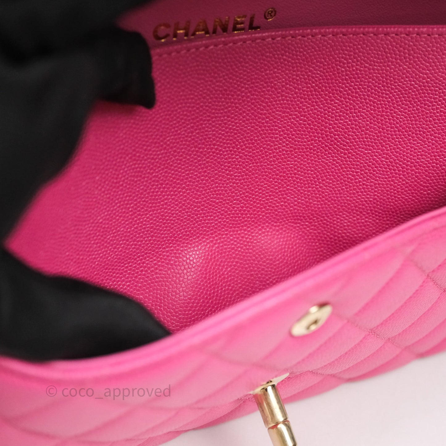 Chanel Classic M/L Medium Flap Quilted Hot Pink Caviar Gold Hardware