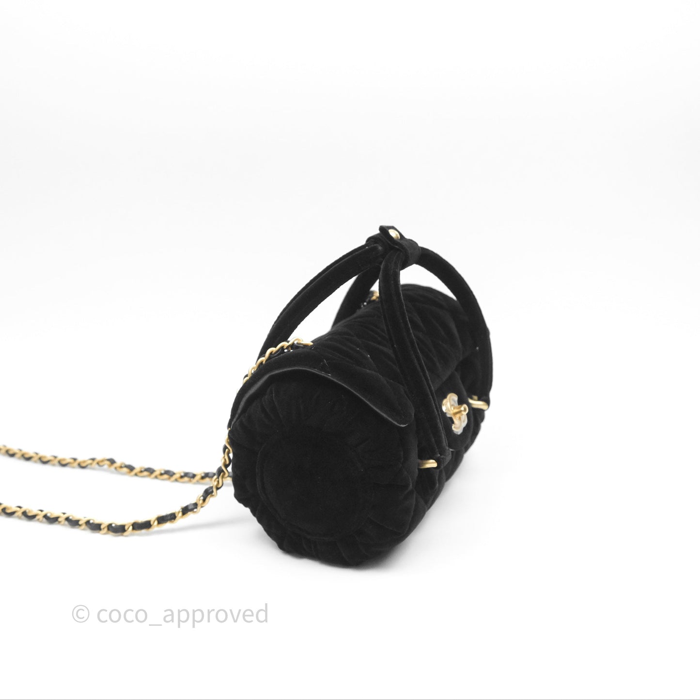 Chanel Velvet Mini Bag Black Gold Hardware