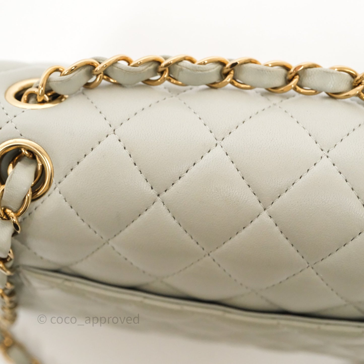 Chanel Small Classic Flap Quilted Grey Lambskin Gold Hardware