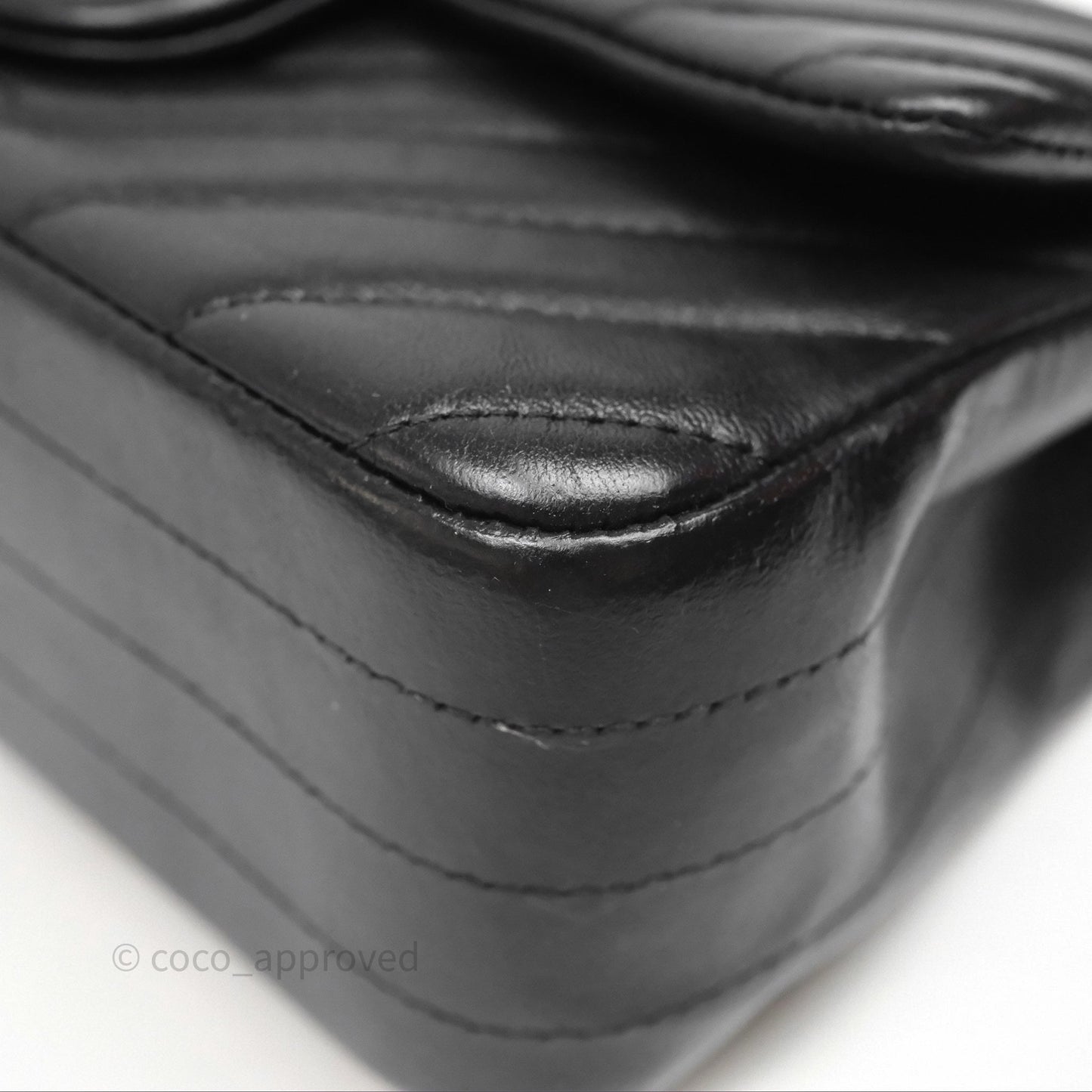 Chanel Quilted Mini Rectangular Chevron Black Lambskin So Black Hardware