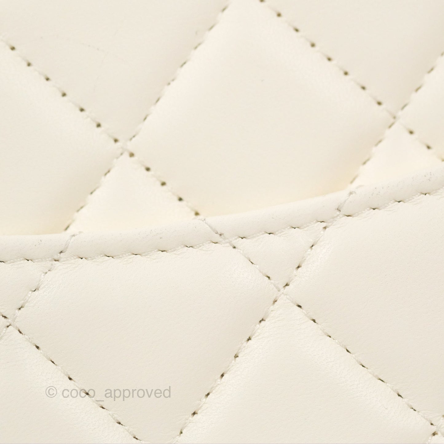 Chanel Quilted Pearl Crush Wallet on Chain WOC White Lambskin Aged Gold Hardware