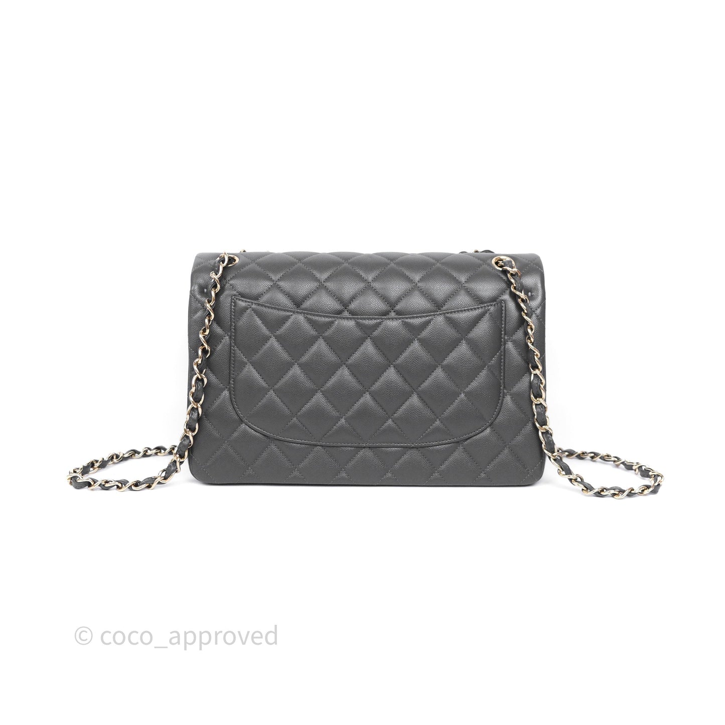 Chanel Jumbo Classic Double Flap Quilted Dark Grey Caviar Gold Hardware⁣⁣