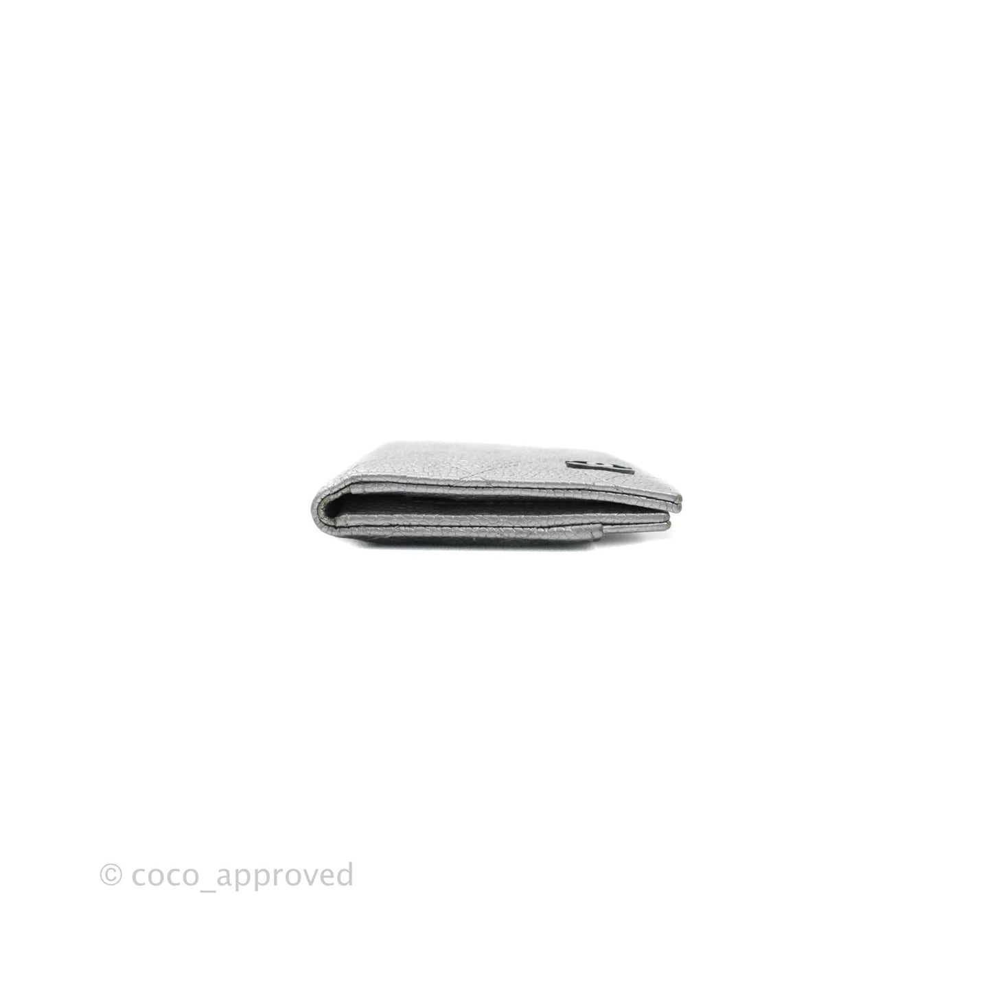 Chanel Classic Quilted Card Holder Metallic Silver Caviar Ruthenium Hardware