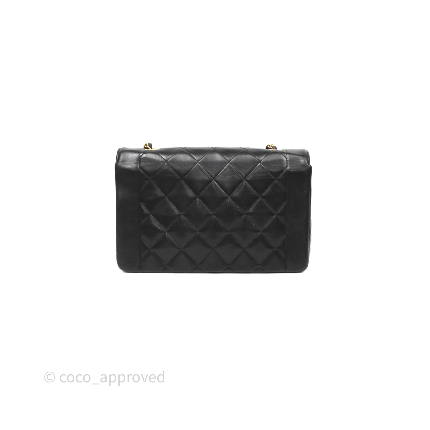 Chanel Vintage Medium Classic Diana Flap Bag Black Lambskin 24K Gold Hardware