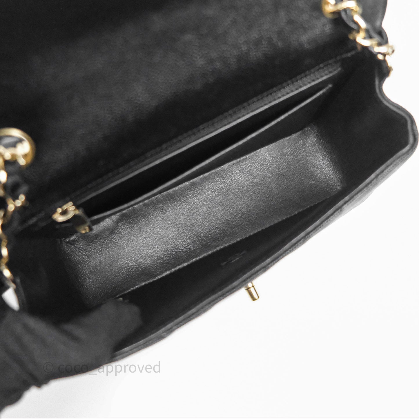 Chanel Mini Rectangular Chevron Black Caviar Gold Hardware
