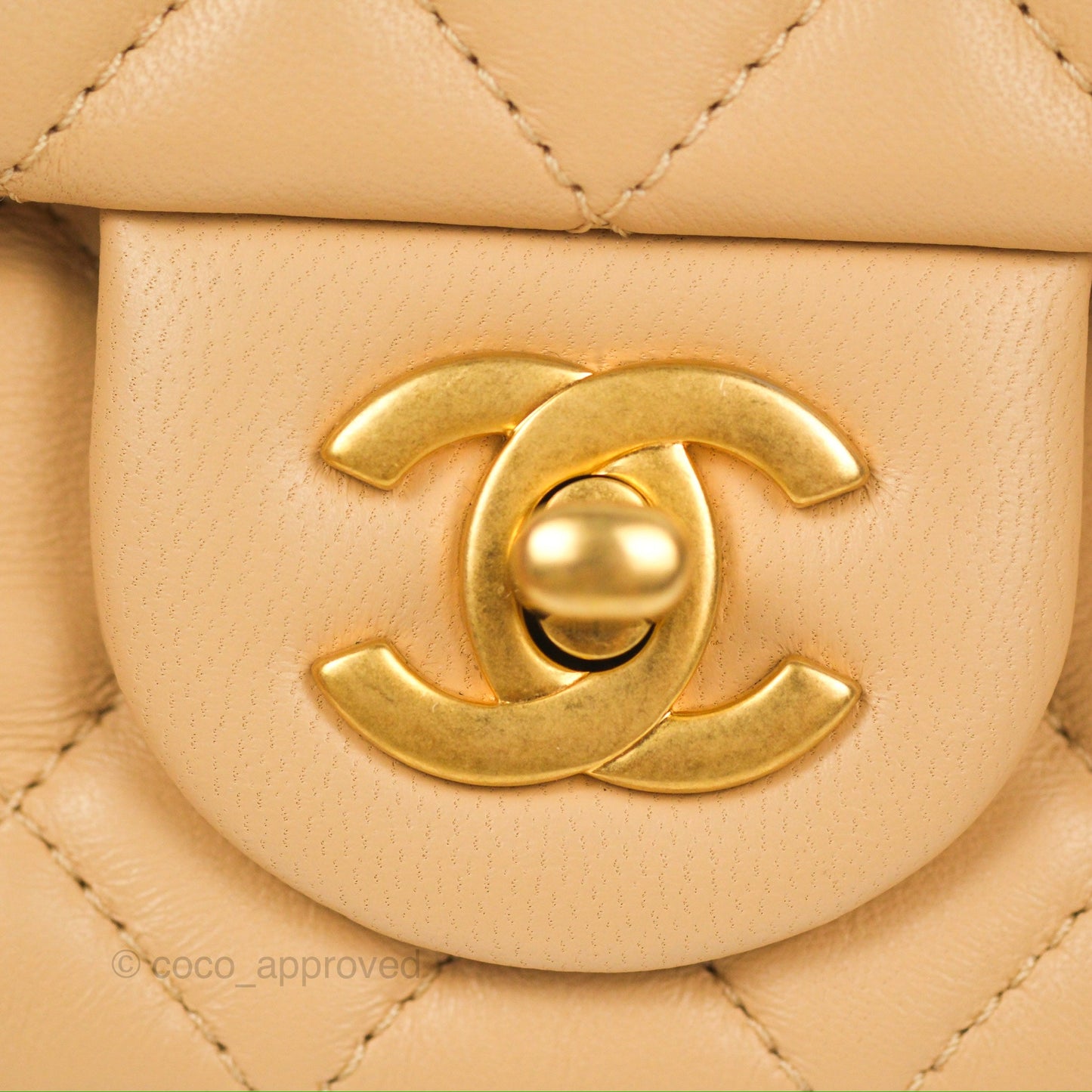 Chanel Mini Rectangular Pearl Crush Beige Lambskin Aged Gold Hardware
